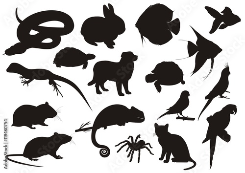 Pets silhouette vector set
