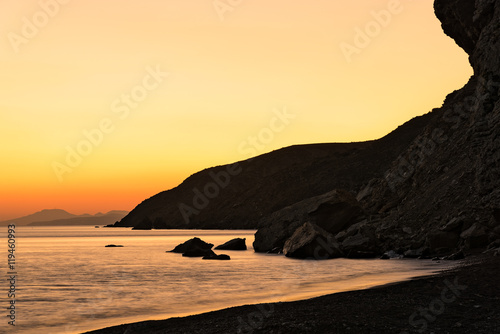 Beach at sunset in Kos island, Greece