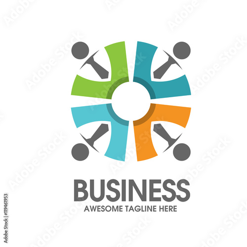 creative social people and work partnership logo vector