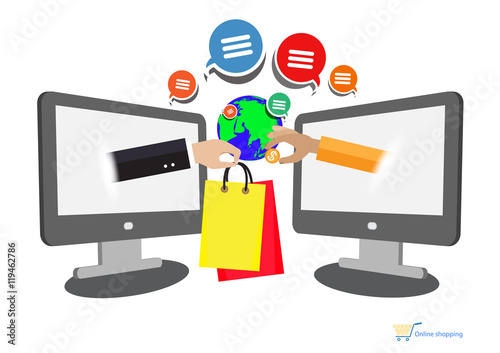 Shop concept with ecommerce icons design, vector illustration eps 10 photo