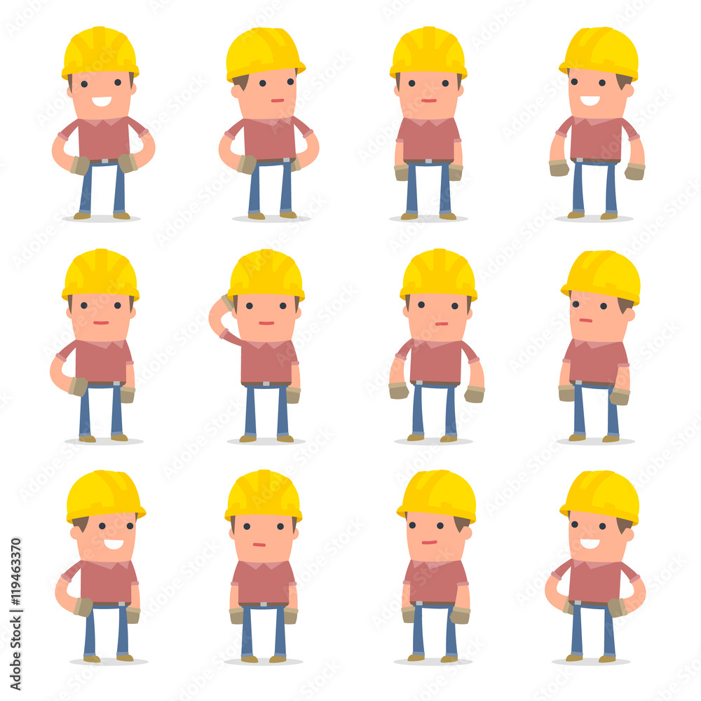 Set of Happy and Cheerful Character Builder standing in relaxed Set of Happy and Cheerful Character Builder standing in relaxed