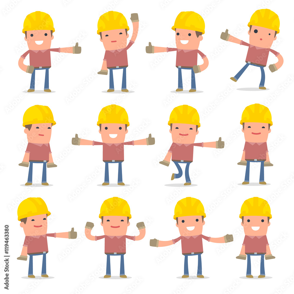 Set of Funny and Cheerful Character Builder showing thumb up as Set of Funny and Cheerful Character Builder showing thumb up as