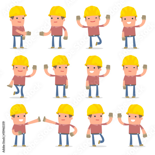Set of Funny and Cheerful Character Builder welcomes poses