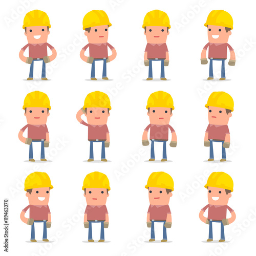 Set of Happy and Cheerful Character Builder standing in relaxed