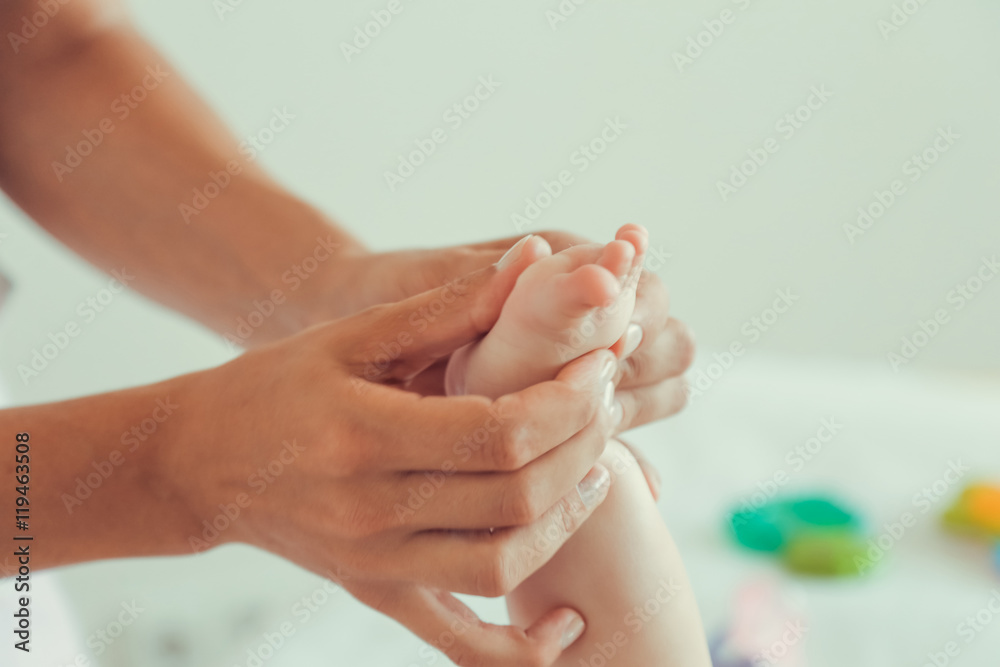Massage a small baby. Massage a small baby.