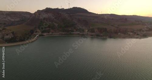 Aerial view of a lake in Sicily
