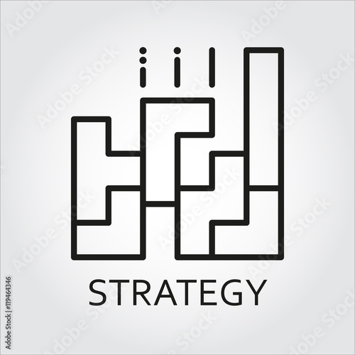 line icon with strategy game tetris photo