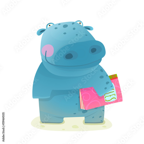 Hippopotamus Kid with Book Study Reading