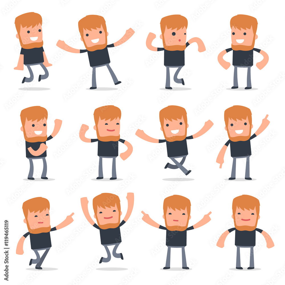 Set of Laughing and Joyful Character Videobloger in celebrates a Set of Laughing and Joyful Character Videobloger in celebrates a