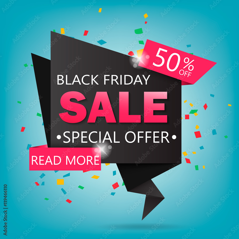 Fototapeta premium Black Friday sale inscription design template. Black Friday banner. Vector illustration