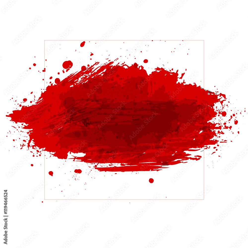 Big red paint splash on white background. Vector illustration. Stock