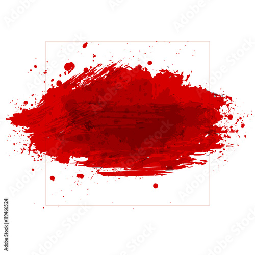 Big red paint splash on white background. Vector illustration.