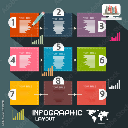Infographics Template. Paper Vector Infographic Layout with Graphs and Arrows.