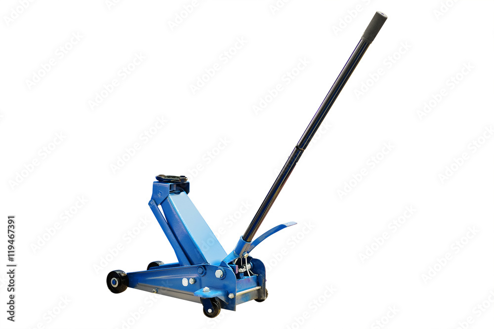The image of tire jack isolated under the white background The image of tire jack isolated under the white background