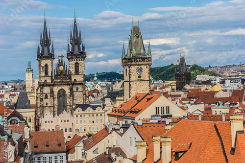 Wallpaper Mural Aerial view: Traditional red roofed Houses in Prague. Czech Rep. Torontodigital.ca