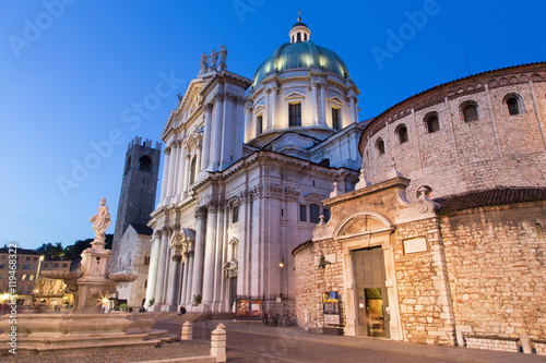 Brescia - The Dom at evening dusk (Duomo Nuovo and Duomo Vecchio).