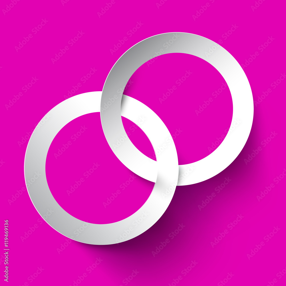 Paper Rings Connected on Pink Background Paper Rings Connected on Pink Background