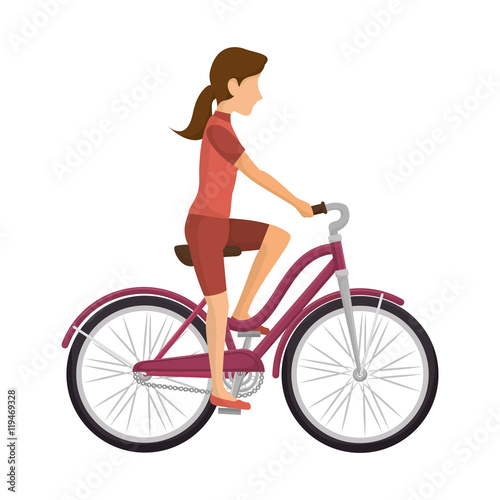 cyclist woman riding bicycle © Gstudio