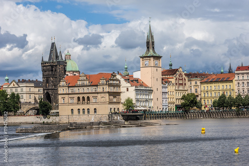 View of Bank of Vltava and Old Town. Prague, Czech Republic.