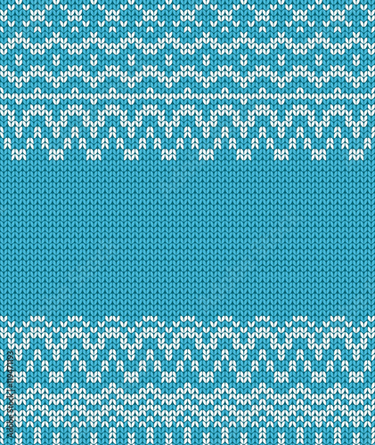 Seamless knitting blue pattern. Winter ornament background.