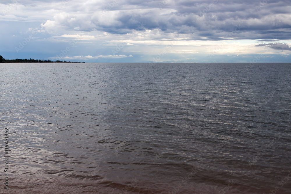 cloudy weather on the sea as background