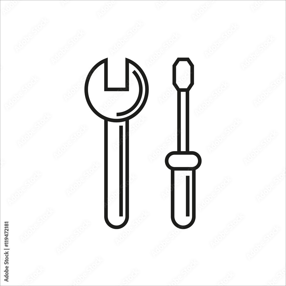 Fototapeta premium Web line icon. Wrench and screwdriver