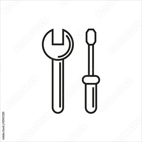 Web line icon. Wrench and screwdriver