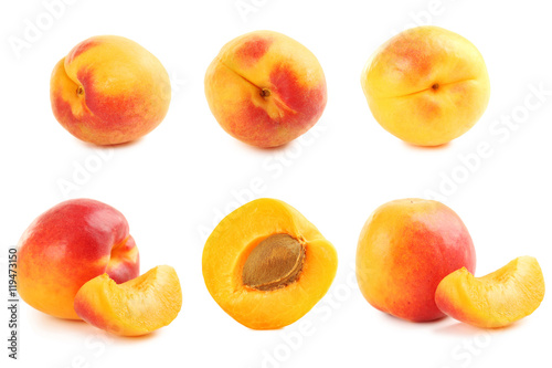 Fresh apricots isolated on a white