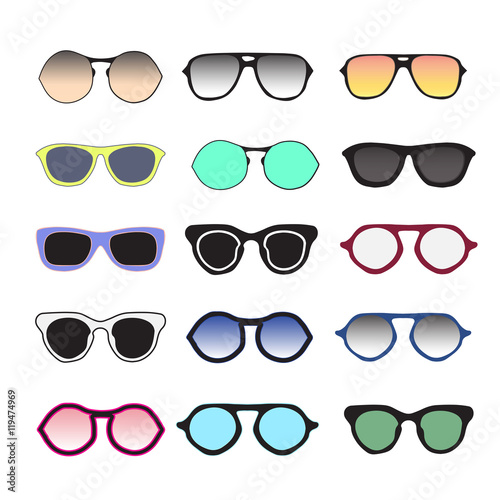 Sunglasses collection colorful.