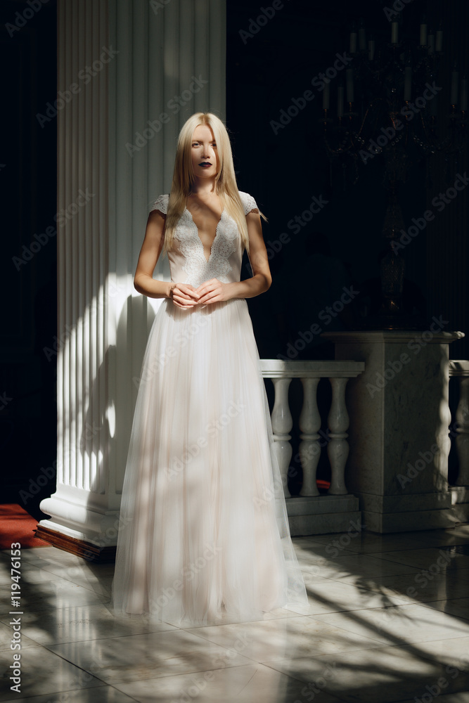 Portrait of a beautiful fashion bride in contrast sunlight. Wedding make up and hair.. Wedding make up and hair. Portrait of a beautiful fashion bride in contrast sunlight. Wedding make up and hair.. Wedding make up and hair.