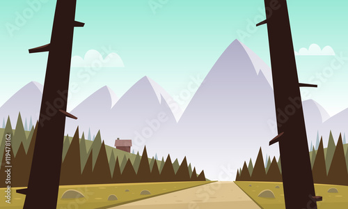 Cartoon Mountain Landscape