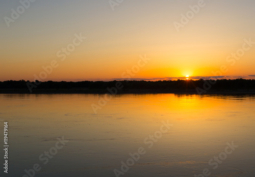 a beautiful sunset on the river