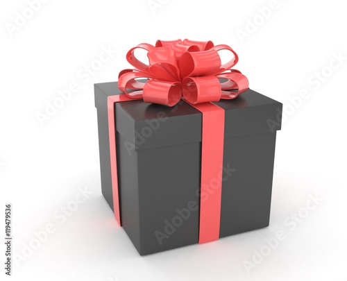 gift box with bows isolated on white. 3d rendering.
