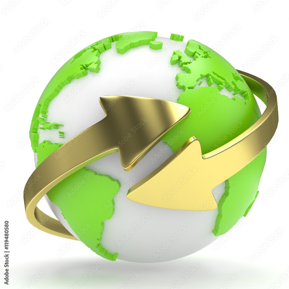 Arrows and Earth globe. 3d render Arrows and Earth globe. 3d render
