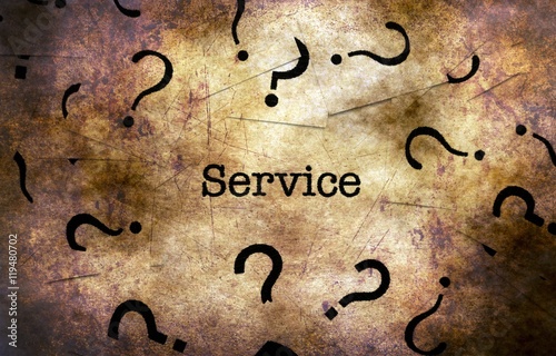 Service and question mark grunge concept