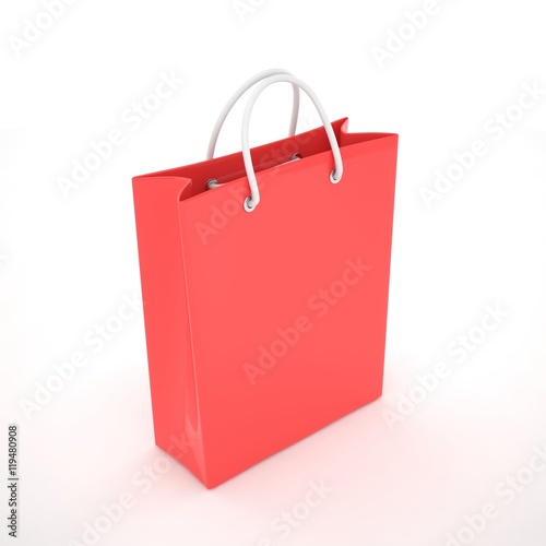 Paper Shopping Bag isolated on white background. 3d rendering.