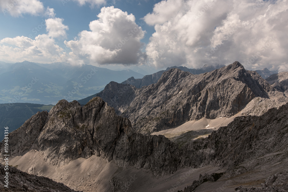 Karwendel mountains seen from Lampsenspitze in the mountains of Tyrol