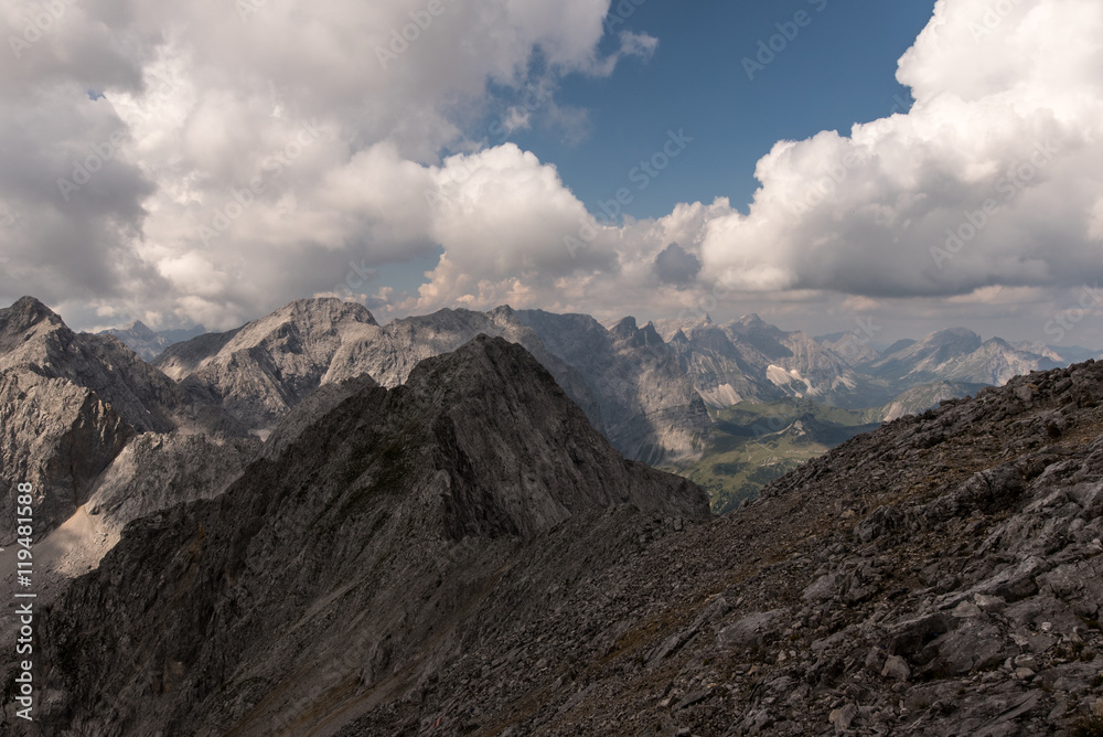 Karwendel mountains seen from Lampsenspitze in the mountains of Tyrol