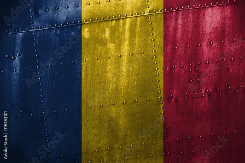 metal texutre or background with Chad flag