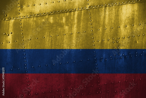 metal texutre or background with Colombia flag