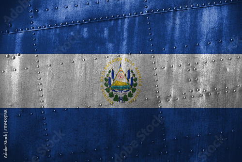 metal texutre or background with El Salvador flag