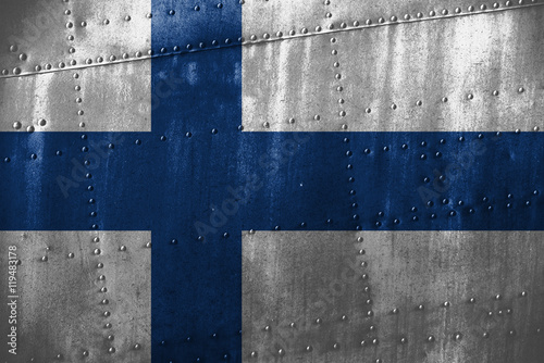 metal texutre or background with Finland flag