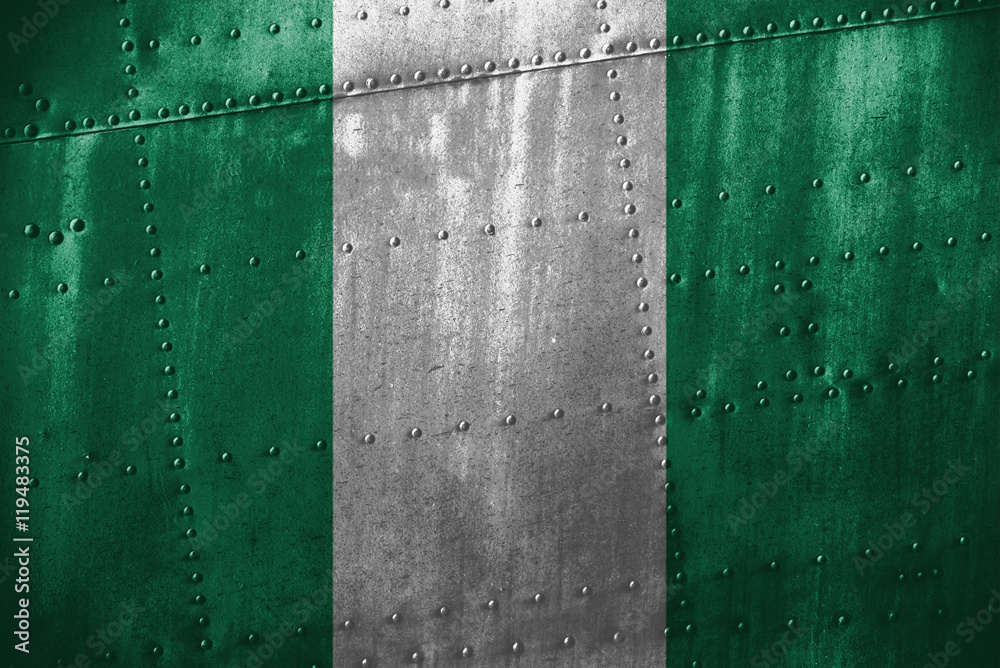 metal texutre or background with Nigeria flag