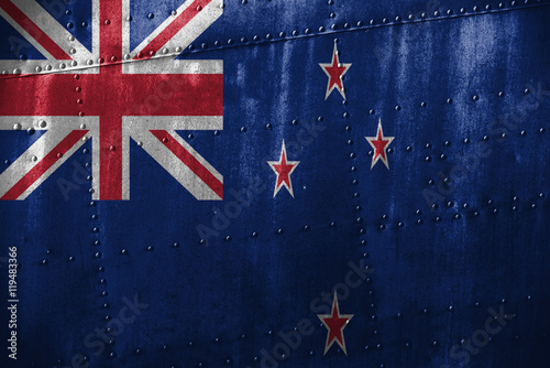 metal texutre or background with New Zealand flag