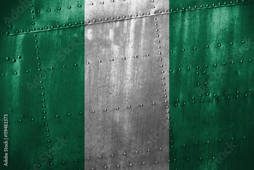 metal texutre or background with Nigeria flag