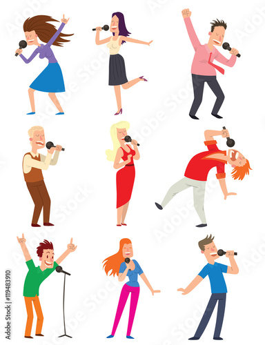 Singing people vector set.