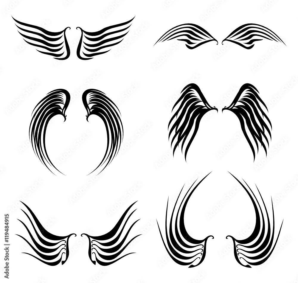 tattoo black wings set in vector format very easy to edit tattoo black wings set in vector format very easy to edit