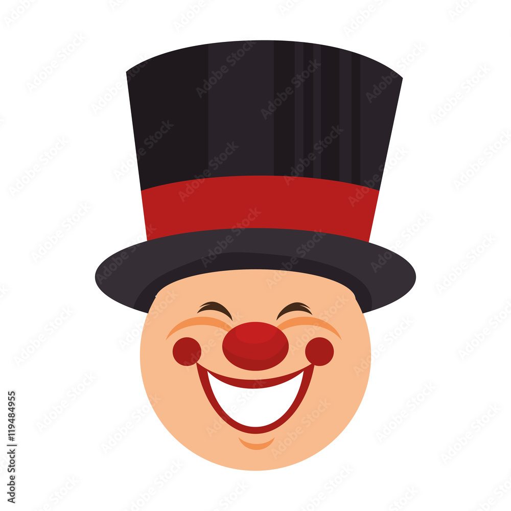 funny smiling face clown top hat cartoon vector illustration Stock ...
