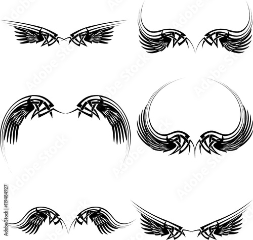 tattoo black wings set in vector format very easy to edit