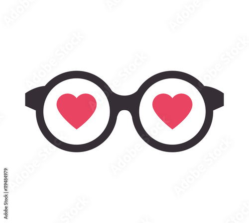 heart glasses love eyeglasses costume accessory cartoon vector illustration